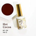 Hot Cocoa NT-34 nail polish bottle, gold cap, deep brown