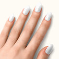White gel nail strips manicure: glossy oval nails on fingers