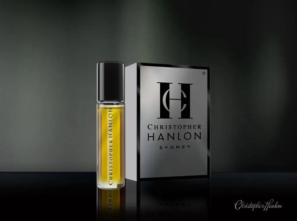 Cracked Ice Gardenia rollerball, clear amber glass bottle with black cap
