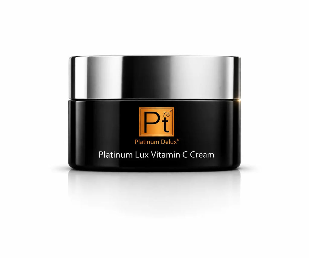 Platinum Lux Vitamin C Cream jar with silver lid