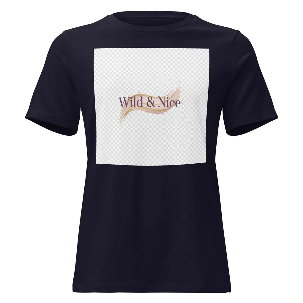 Women's relaxed T-shirt, navy, crew neck, front logo graphic