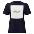 Women's relaxed T-shirt, navy, crew neck, front logo graphic